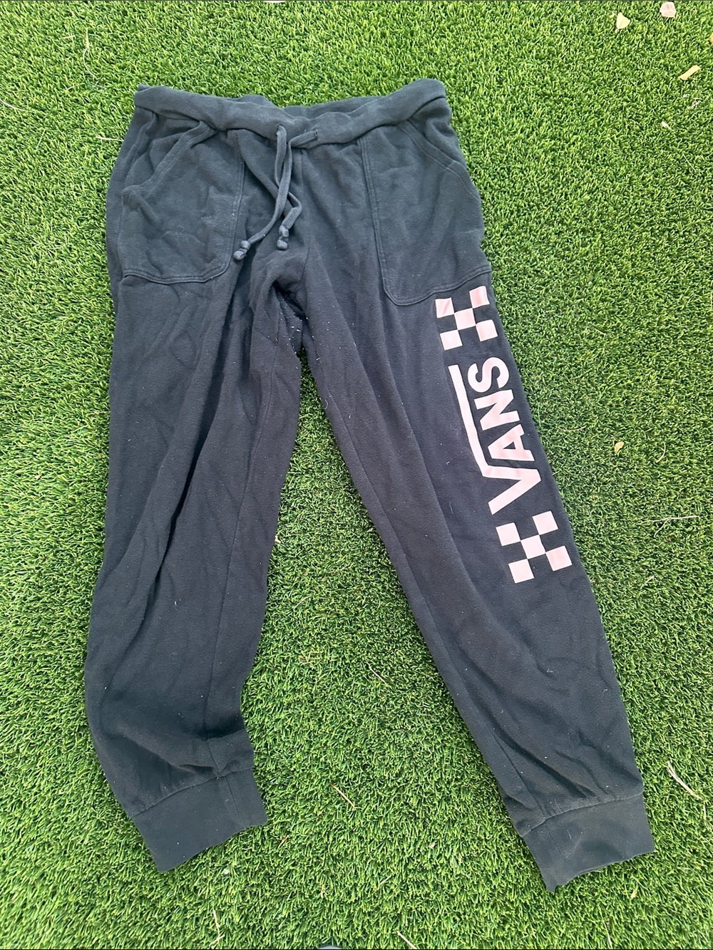 Vans Black Sweatpants with Pink Vans Logo